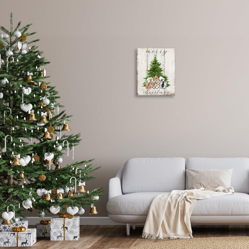 Stupell Industries Rustic Distressed Christmas Tree, Designed By Deborah Brown, 16 x 20, Canvas Wall Art - Image 2